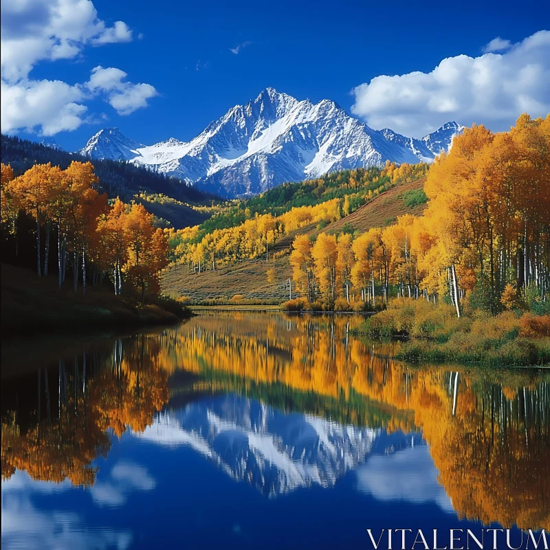 AI ART Autumn Reflections on Mountain Lake