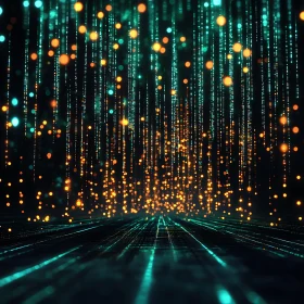 Teal and Orange Light Streaks Abstract