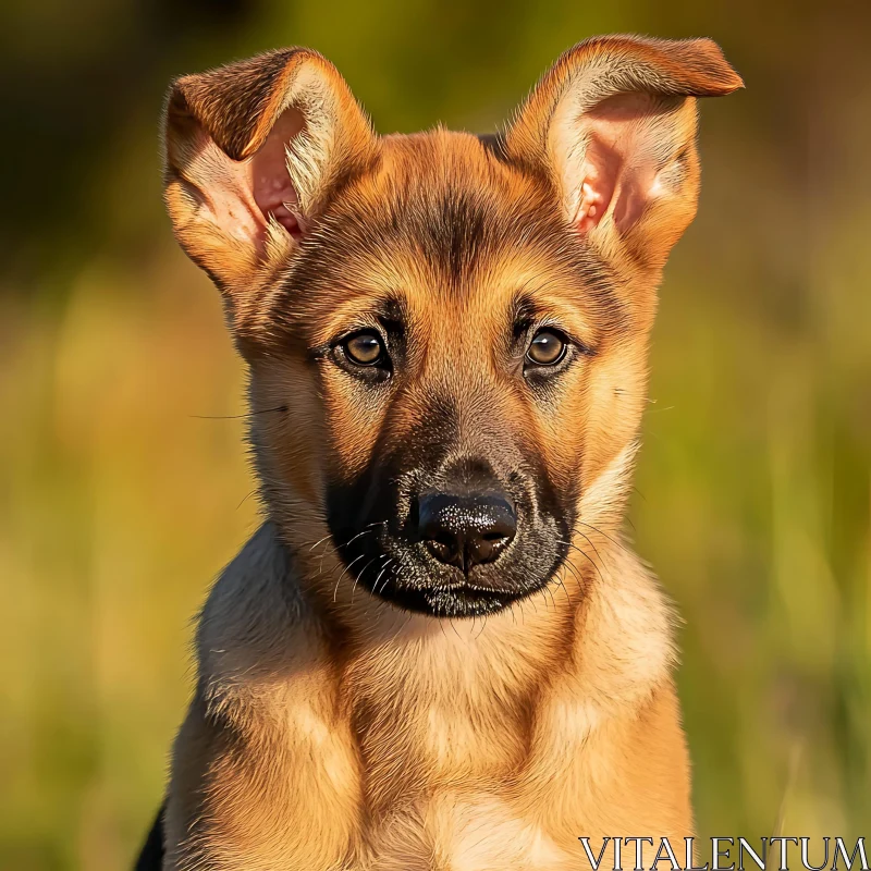 Young Puppy Close-Up in Nature AI Image