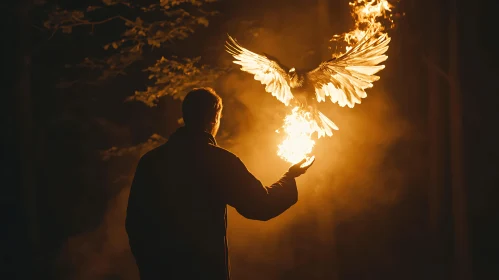 Man Conjuring a Phoenix