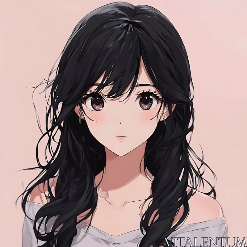 Detailed Anime-Style Woman Portrait AI Image