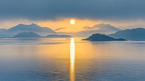 Golden Sunset Reflection on Tranquil Waters