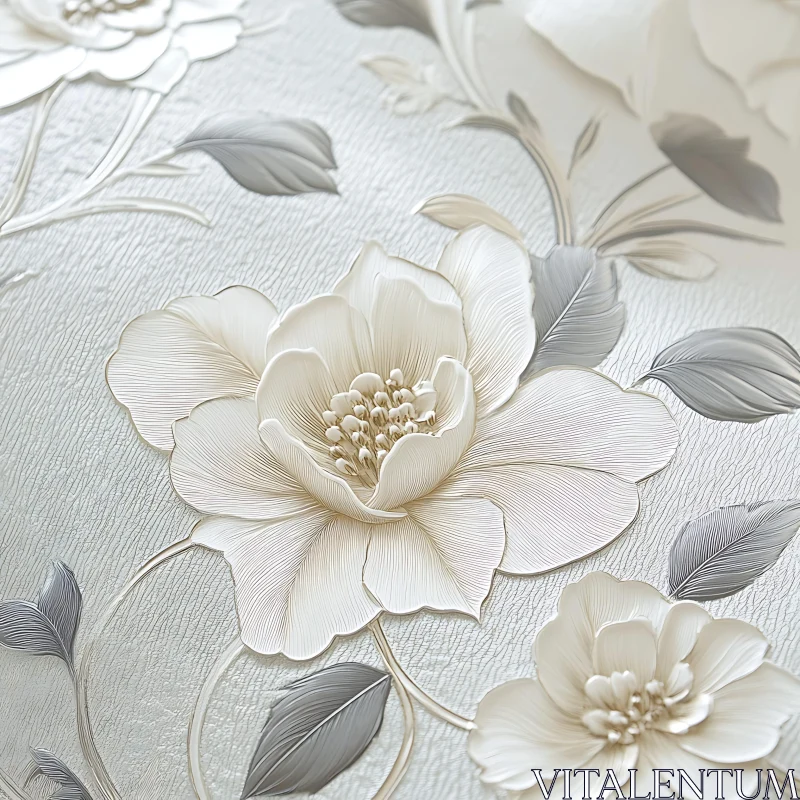 Intricate Embossed Flower Art AI Image