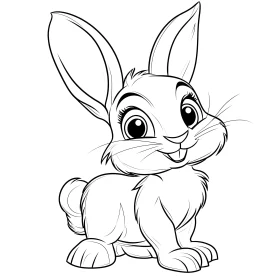 Cartoon Rabbit Line Drawing