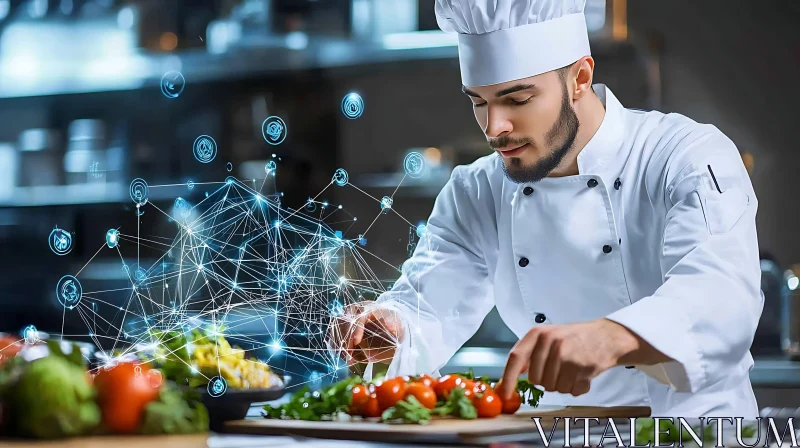 Modern Chef Preparing a Dish AI Image