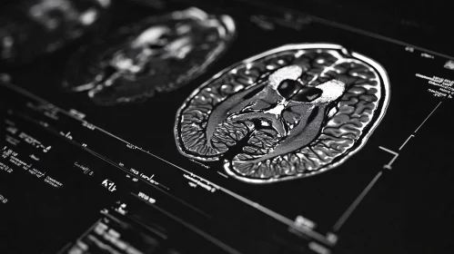 Monochrome Brain Scan Medical Imaging