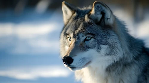 Winter Wolf Gaze: A Close-Up Portrait