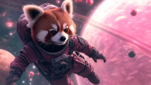 Red Panda in Space Suit - Futuristic Animal Art