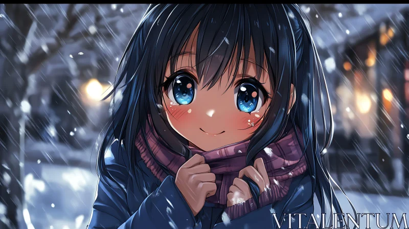 AI ART Anime Girl in Snow