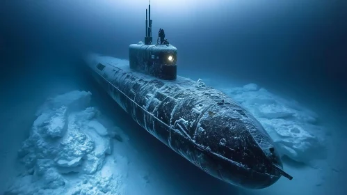 Underwater Military Vessel in Arctic