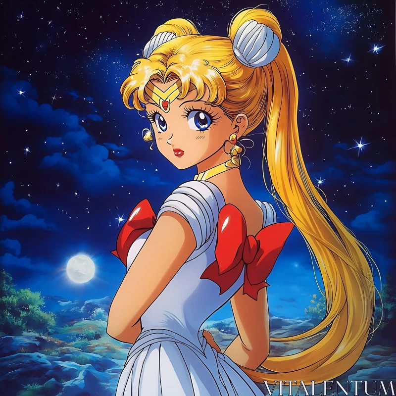 Starry Night Anime Scene AI Image