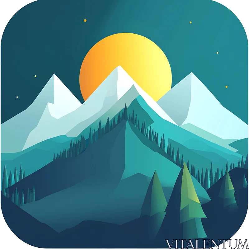 AI ART Stylized Mountain Landscape at Night