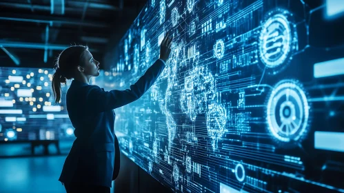Futuristic Data Interface Interaction