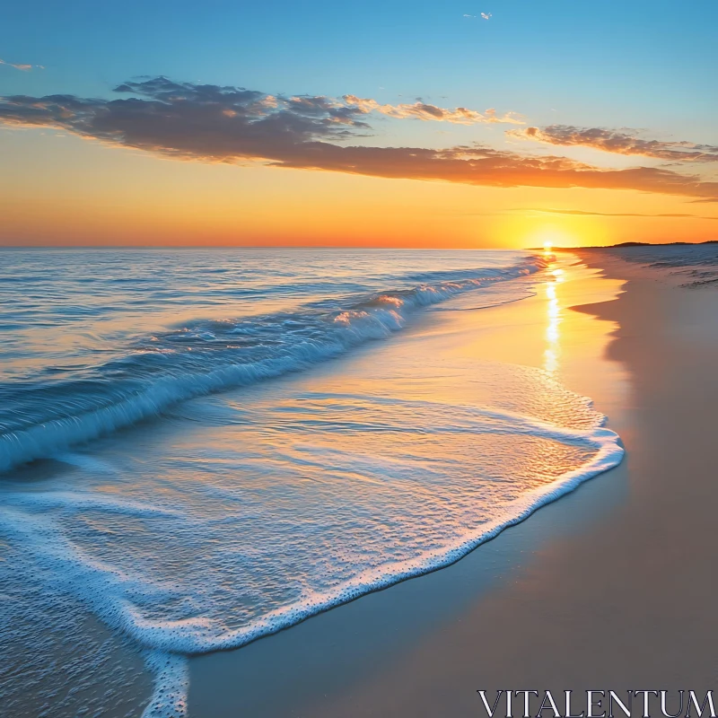 AI ART Tranquil Beach at Sunset