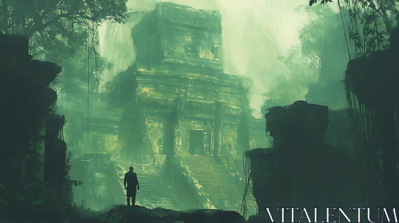 Misty Temple Ruins AI Image