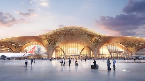 Contemporary Airport Design with Wave-like Roof and Glass Panels