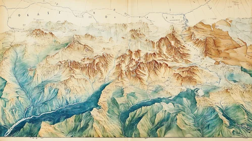 Topographical Map of Mountain Landscape