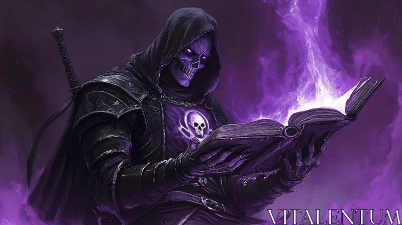 Mystic Skull Reading a Book AI Image