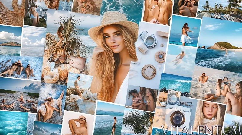 AI ART Collage of Summer Vacation at the Beach