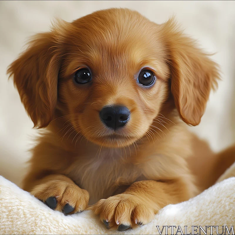 Cute Golden-Brown Puppy Close-Up AI Image