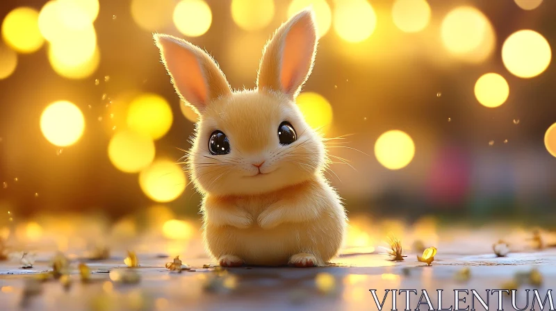 Cute Bunny Portrait with Bokeh AI Image