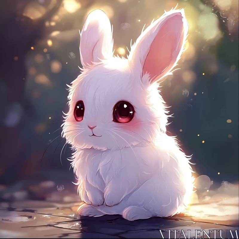 Adorable Fluffy Bunny with Red Eyes AI Image