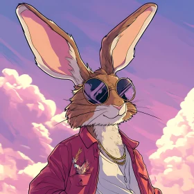 Cool Cartoon Rabbit in Red Jacket