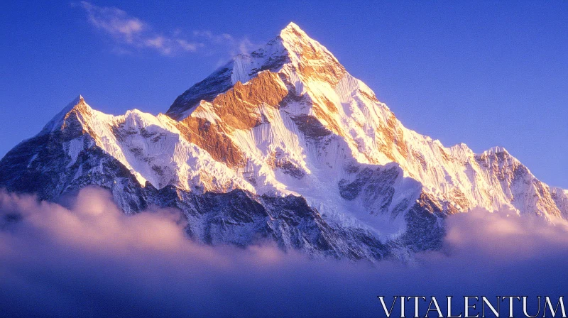 AI ART Mountain Peak in Sunlight