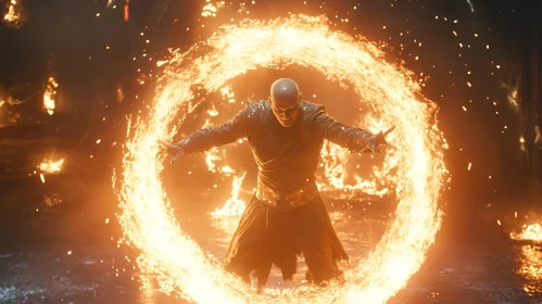 Man Surrounded by Fire Portal