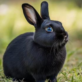 Portrait of a Black Furry Rabbit