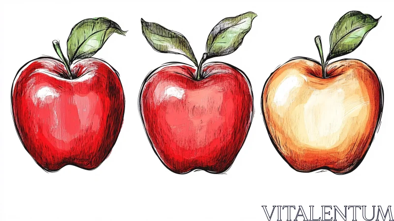 AI ART Sketch of Red and Yellow Apples