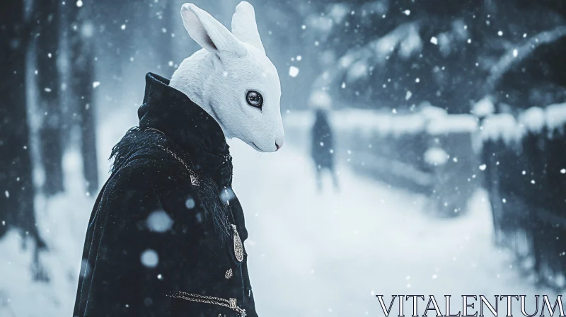 Winter Rabbit Character Portrait AI Image