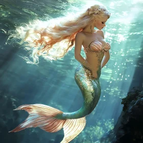 Mystical Mermaid in Ocean Depths