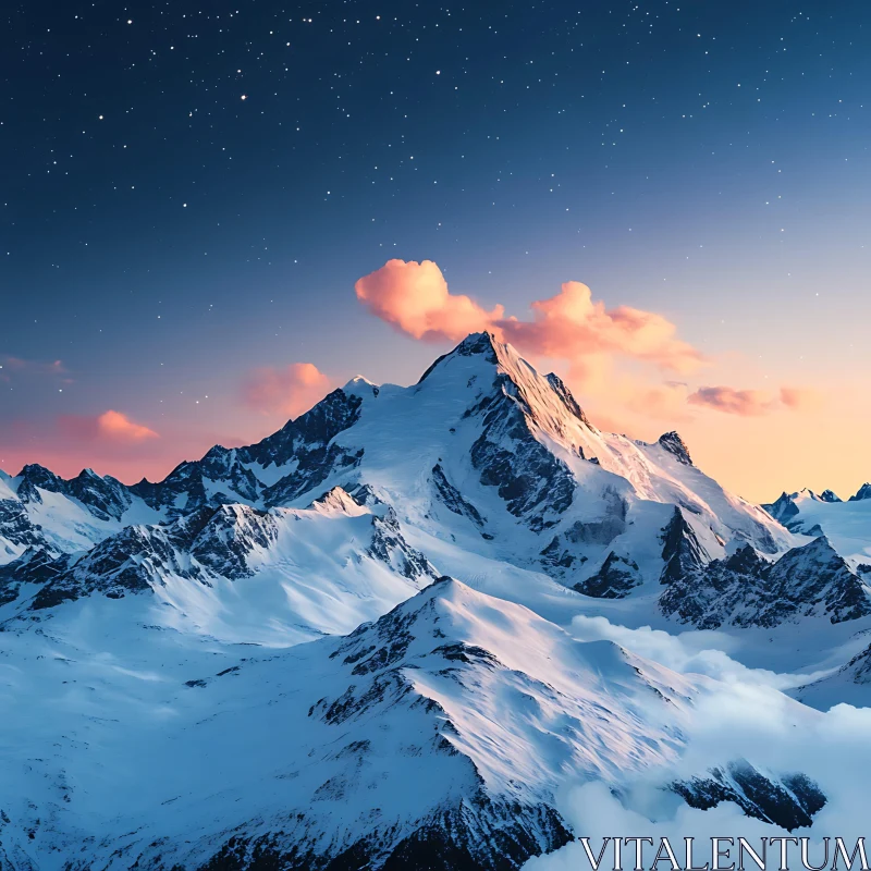 Majestic Mountains Under Starry Sky AI Image