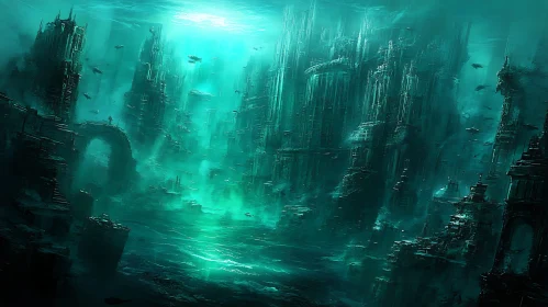 Underwater Cityscape of Sunken Ruins