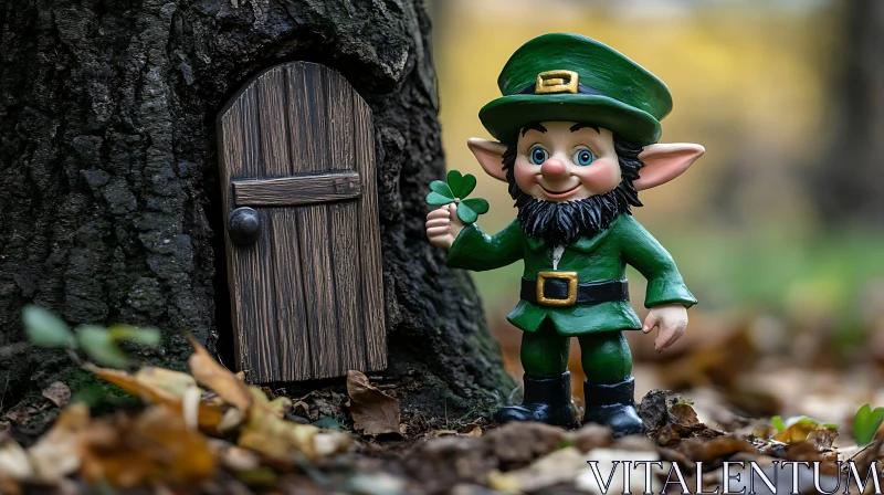 Lucky Leprechaun with Clover AI Image