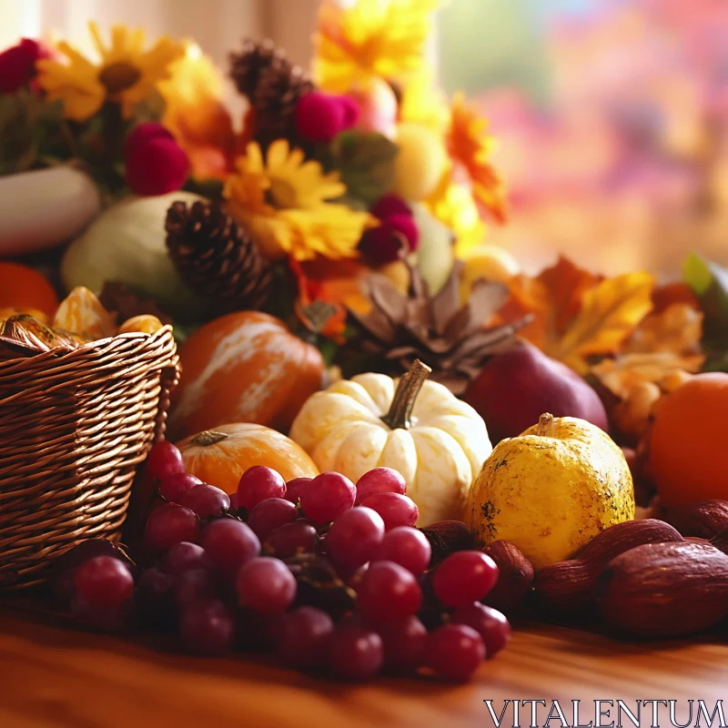 Seasonal Abundance: A Harvest Still Life AI Image