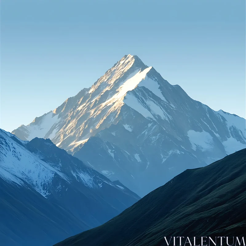 Snow Capped Mountain Range Scenery AI Image