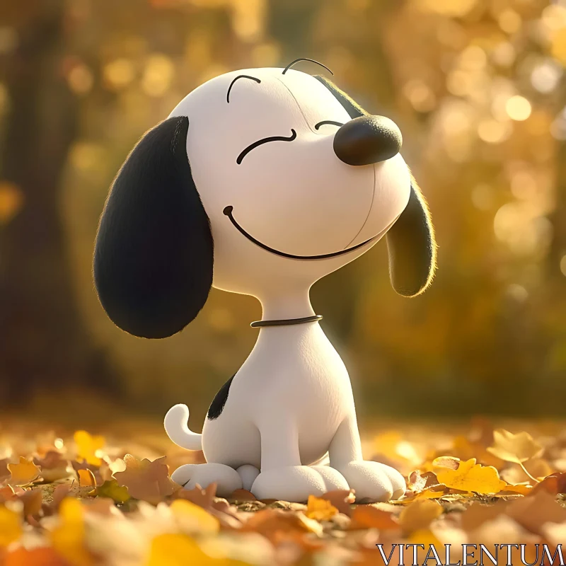 Snoopy Enjoys Autumn | Classic Peanuts Dog in Leafy Scene AI Image