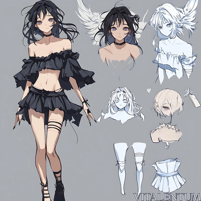 Concept Art of Gothic Anime Female AI Image