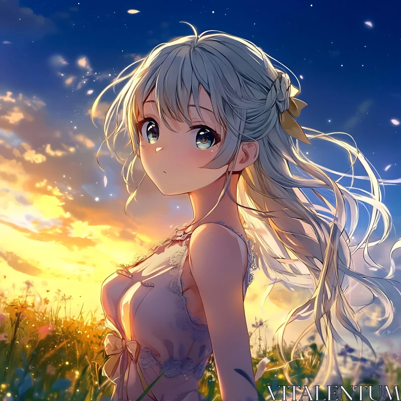 Ethereal Anime Character at Dusk AI Image