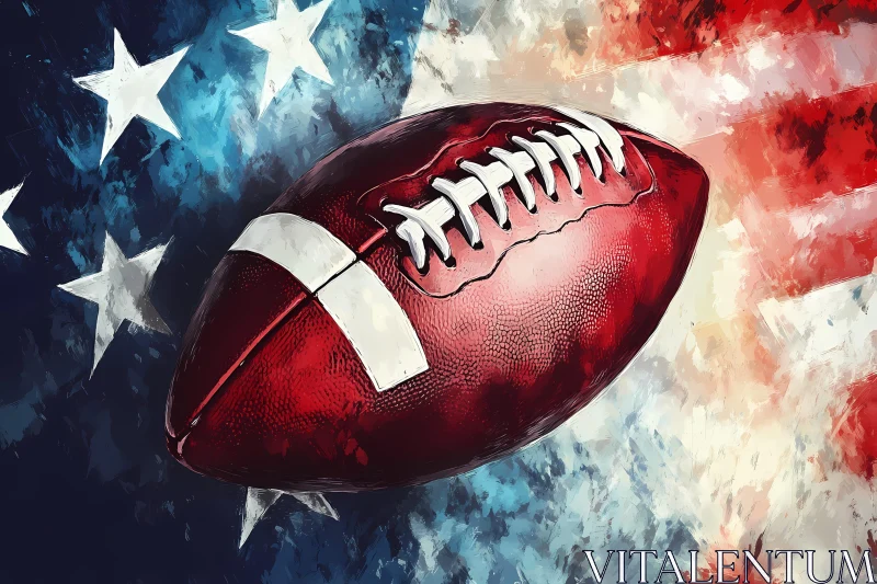 American Football Art on Stars and Stripes Background AI Image