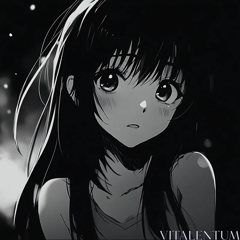 Melancholic Anime Girl Portrait AI Image