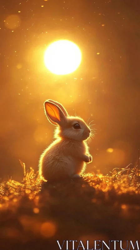 Sunset Bunny: A Warm Animal Portrait AI Image