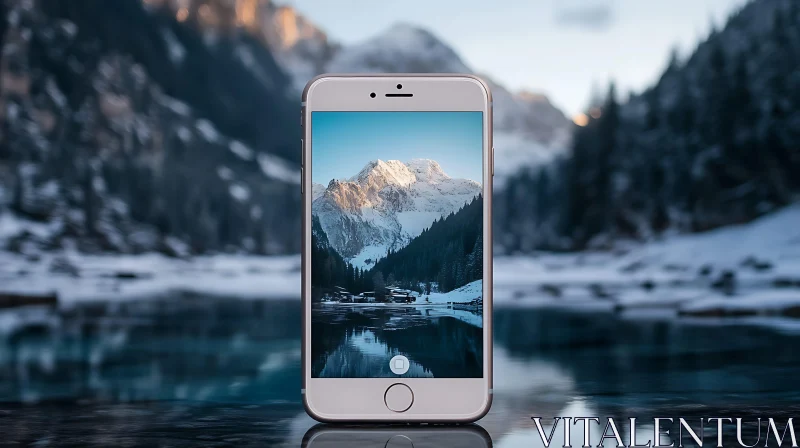 Mountain View Iphone Display AI Image