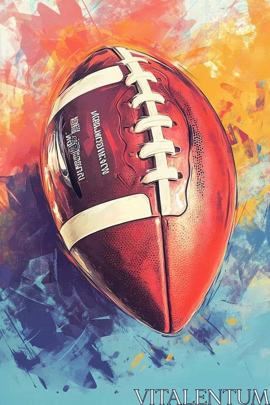 Vivid Abstract Art of an American Football with Dynamic Colors AI Image