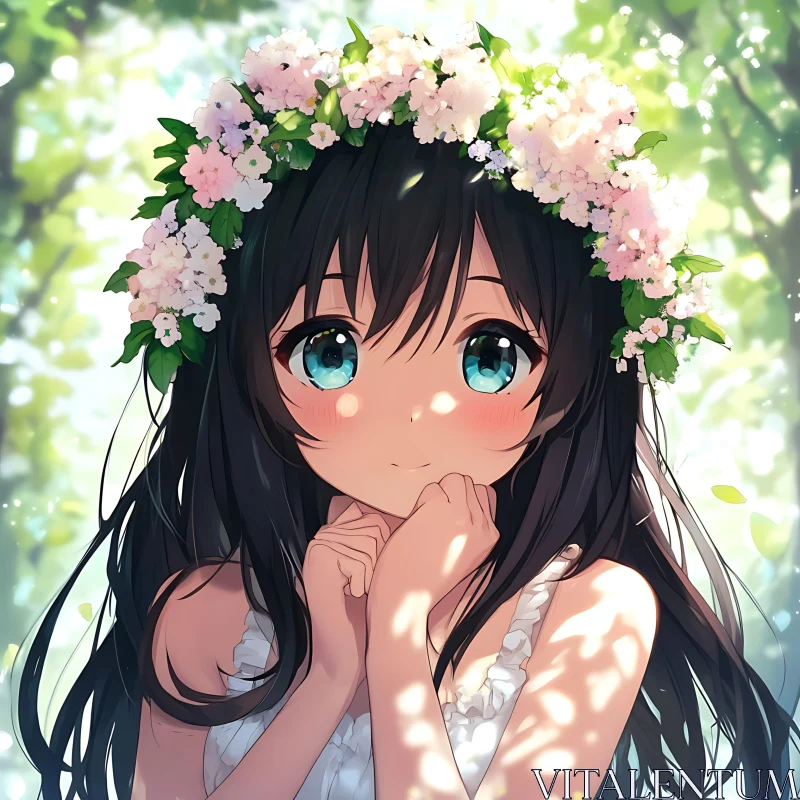 Anime Portrait of Girl in Summer Scene AI Image