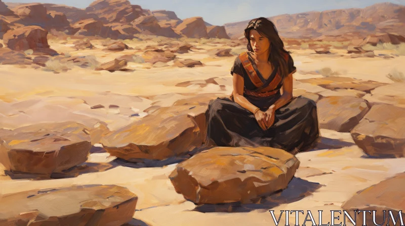 Faith-Inspired Art - Woman in Desert Landscape AI Image