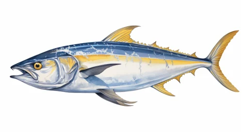 Wild White Tuna Tropical Fish Art Image