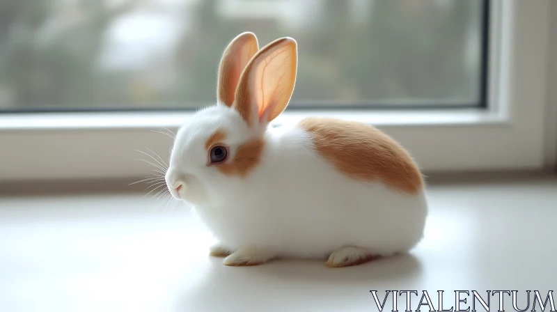 Peaceful Bunny by Window AI Image